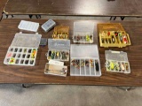 Flat of small fishing tackle boxes and totes loaded with lures~tag#4297