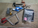 Ice auger, auger parts, misc fishing supplies~tag#4594
