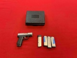 Kahr PM45 45 ACP pistol 5 mags, black body, SS top ~tag#4659