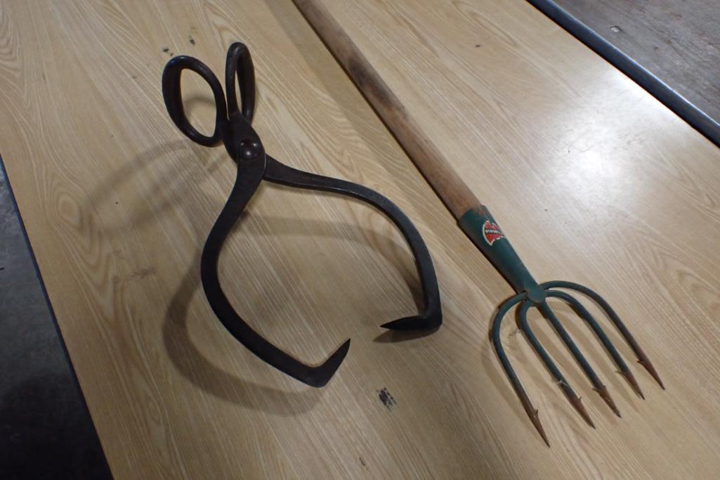 Pfluger fish spear & Grfford Wood Co ice tongs
