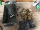 Ammo box with gloves, duck call, etc, tag#1455