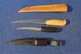 2 Fishing Filet Knives - Rapala J. Marttiini knife with leather sheath, 9â€