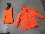 Gamehide Orange Hooded Jacket sz Lrg, Gunflint Orange Bibs sz XL, Orange Kn