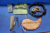 Duty and Army belts, 2 field cleaning kits, 3 belt magazine pouches, bolt h