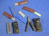 -2 multi tools Leatherman & Yorkcraft -5 Misc. Knife Sharpening Stones, tag