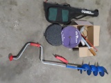 Ice fishing - Ice Saw, Ice Scoop, vexilar transducer, buck seat, tipup insu