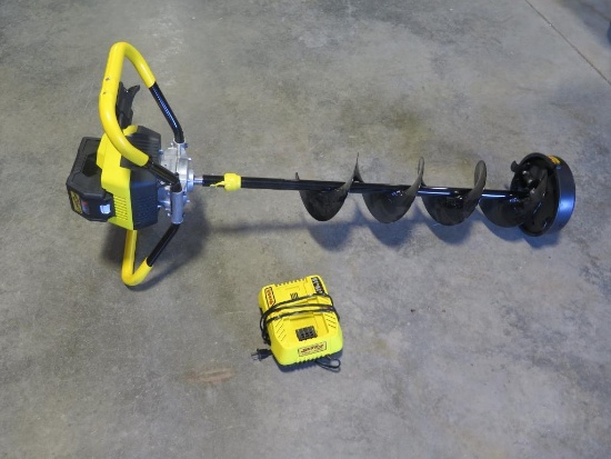 Jiffy E6 Lightning 40v 8" battery powered ice auger with charger - used 2x,