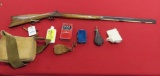 Hawkins 54cal, black powder rifle, William Large Barrel with gun case, leat