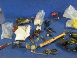 Archery misc, compasses, head light, knife, mag loader and more, tag#3233