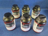 6 1lb Hodgdon powder cans, (3 full, 3 partials, (NO SHIPPING AVAILABLE)