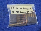 20rds 30-06 tracer rounds & 2 - M1 Loading blocks, tag#3467