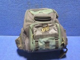 Cabalas XPG fishing tackle backpack with 4 plastic Plano cases and misc tac