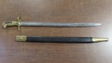 Bayonet and leather scabbard Zouvare/Rolling Block?, tag#3963