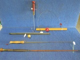 Vintage ice fishing poles and gaff, tag#4060