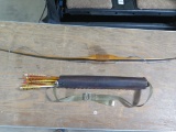 Lemon wood - glass bow (1955) w/leather quiver and 30