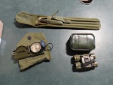 Gun cleaning kit, compass, binoculars, tag#4148