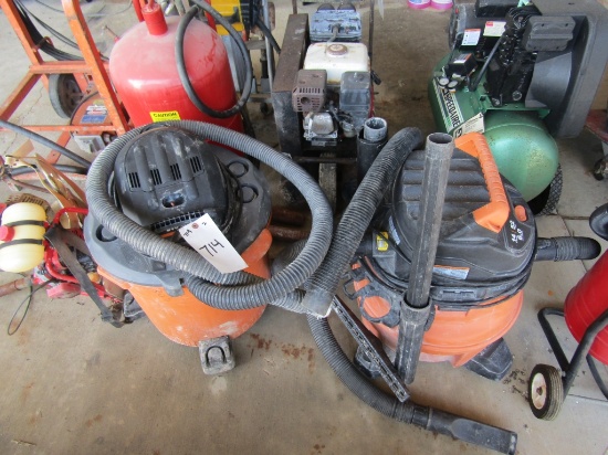 (1) Rigid 14 Gallon & (1) 16 Gallon Shop Vacs
