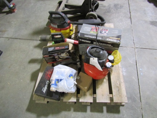 Pallet of Miscellaneous, Husky Portable AC/DC Power System, Craftsmen  Air