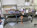 Wooden Work Bench & Contents