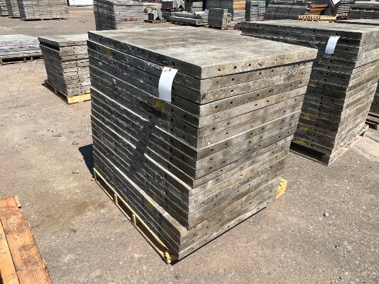 (20) 36" x 4' Smooth Wall-Ties Aluminum Concrete Forms, 8" Hole Pattern. Located in Mt. Pleasant, IA