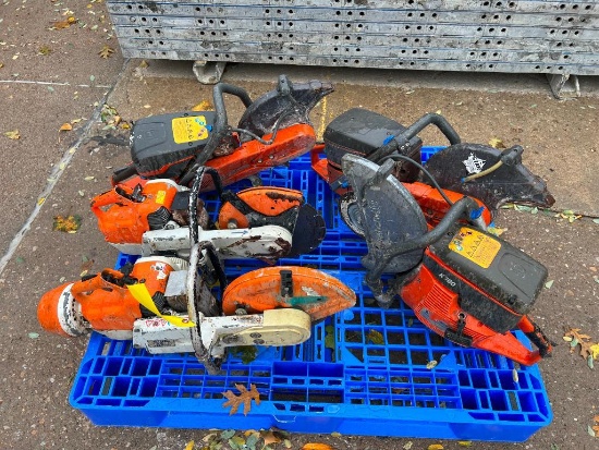 (3) Husqvarna Concrete Saws, Model K970, Model K960 & K760, (2) Stihl TS350 Super Concrete Saws.