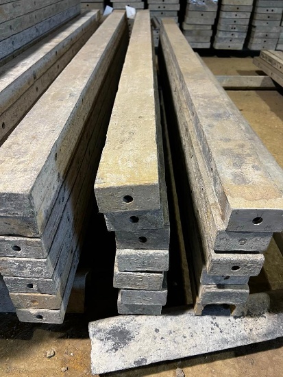 (7) 4" x 8' Tuf-n-lite aluminum concrete forms, smooth, 6-12 hole pattern