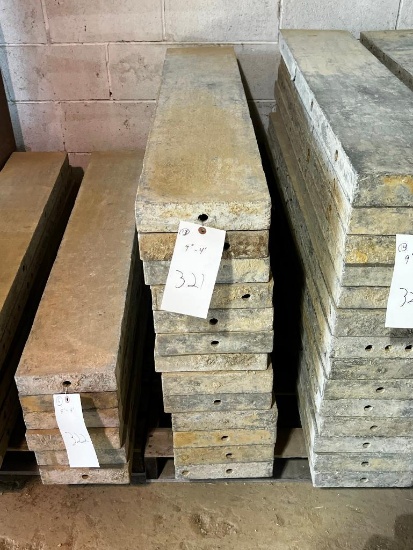 (13) 9" x 4' Tuf-n-lite aluminum concrete forms, smooth, 6-12 hole pattern