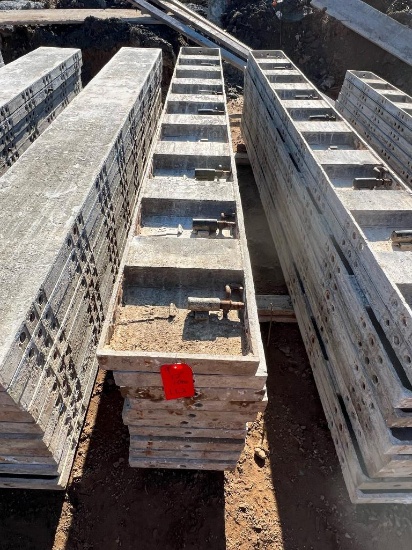 (10) 12" x 9' Western Aluminum Concrete Forms, Smooth, 6-12 Hole Pattern, with attached hardware.