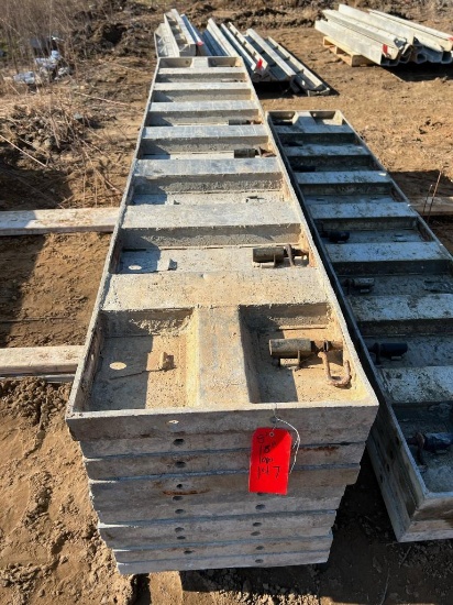(10) 18" x 8' Western Aluminum Concrete Forms, Smooth, 6-12 Hole Pattern, with attached hardware,