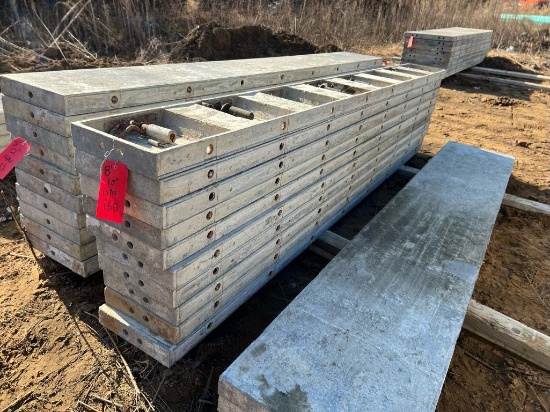 (10) 10" x 8' Western Aluminum Concrete Forms, Smooth, 6-12 Hole Pattern, with attached hardware,