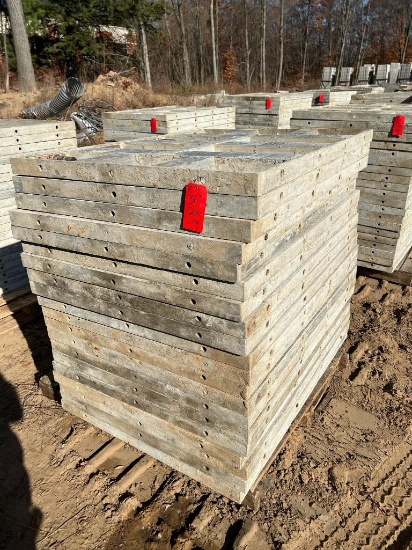 (20) 36" x 4' Western Aluminum Concrete Forms, Smooth, 6-12 Hole Pattern, with attached hardware,