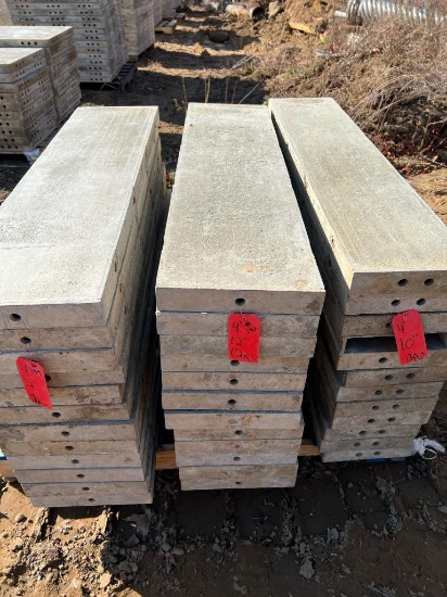 (12) 12" x 4' Western Aluminum Concrete Forms, Smooth, 6-12 Hole Pattern, with attached hardware,