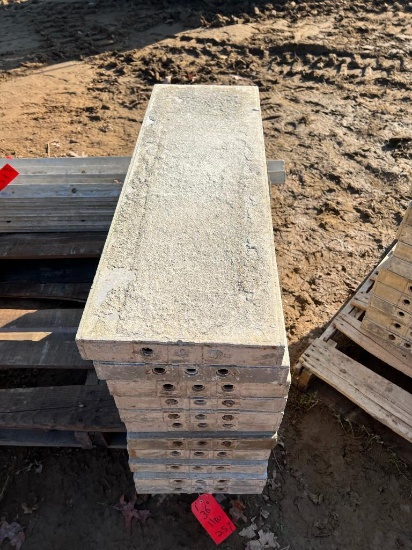 (11) 36" x 1' Western Aluminum Concrete Forms, Smooth, 6-12 Hole Pattern, with attached hardware,