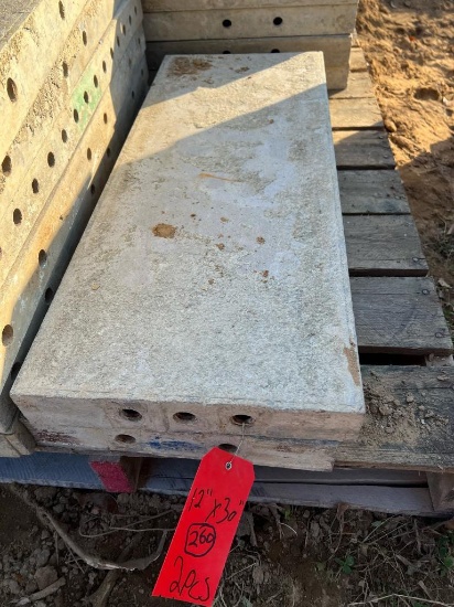 (2) 30" x 1' Western Aluminum Concrete Forms, Smooth, 6-12 Hole Pattern, with attached hardware,