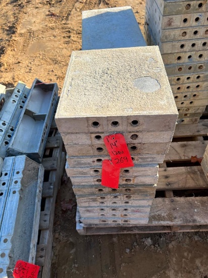 (12) 14" x 1' Western Aluminum Concrete Forms, Smooth, 6-12 Hole Pattern, with attached hardware,