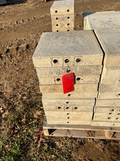 (10) 12" x 1' Western Aluminum Concrete Forms, Smooth, 6-12 Hole Pattern, with attached hardware,