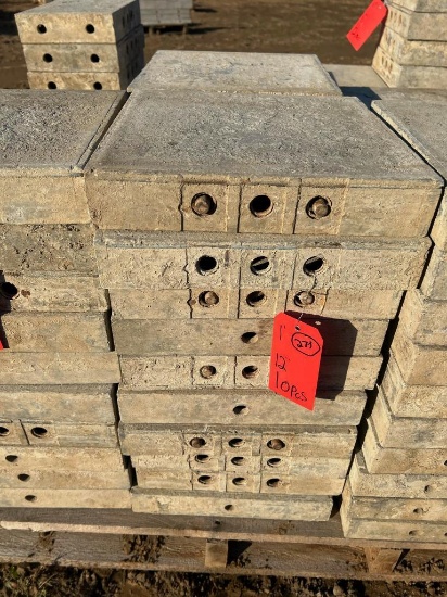 (10) 12" x 1' Western Aluminum Concrete Forms, Smooth, 6-12 Hole Pattern, with attached hardware,