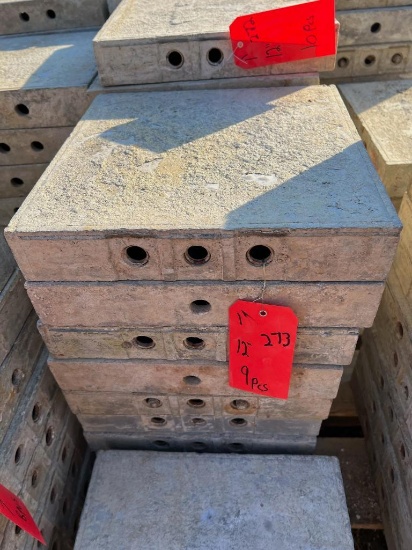 (10) 12" x 1' Western Aluminum Concrete Forms, Smooth, 6-12 Hole Pattern, with attached hardware,