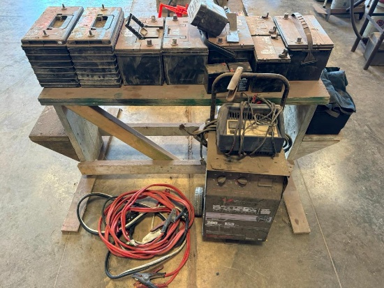 Battery Charger, Jumper Cables, Used Batteries