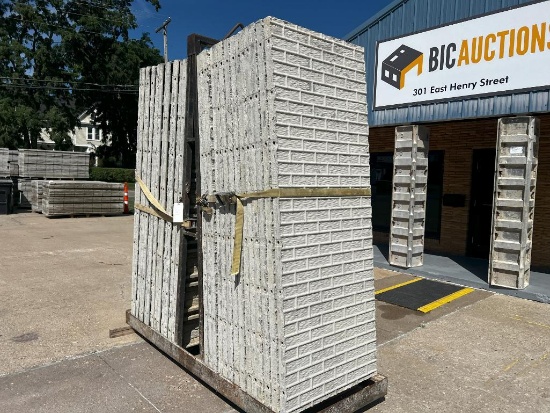 (28) 36" x 8' Textured Brick, 6-12 Hole Pattern, Wall-Ties Aluminum Concrete Forms with Basket