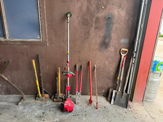 Sledge Hammers, Shovels, Gas Line Trimmer, Rebar Bender, Bolt Cutter