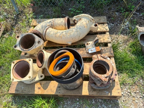 Pallet of Concrete Elbows and Clamps, Swing 90 Degree