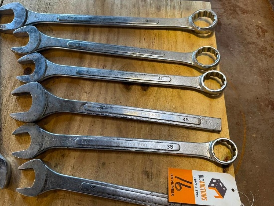 (6) Pittsburgh Metric Combination Wrenches, 35mm to 50mm