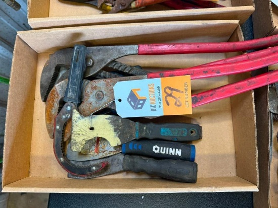 Box of Channel Lock Wrenches and Scraper