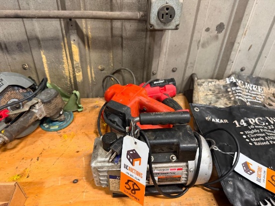 Pittsburgh 2.5 CFM Vacuum Pump, Belt Sander, Electric Heat Gun