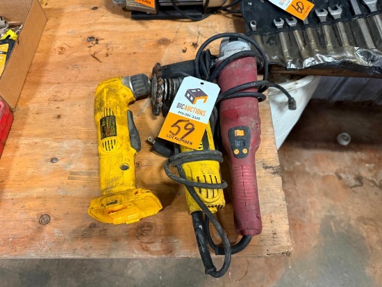 DeWalt Right Angle Drill, (2) Right Angle Grinders