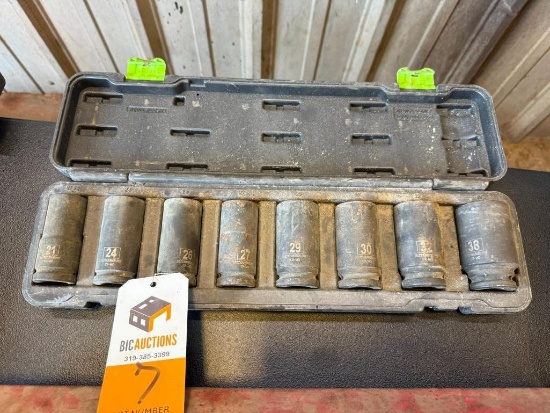 (8) Pittsburgh Metric 3/4" Impact Sockets, 21 to 38mm