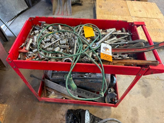 Utility Cart and Contents of Sockets, Ratchets, Misc.