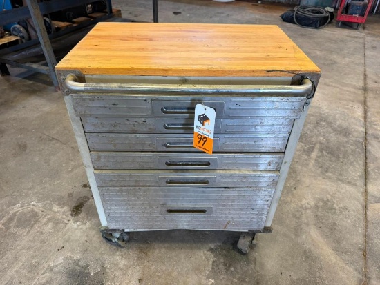 6-Drawer Rolling Tool Box, Wood Top, 28" x 18" x 34"