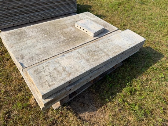 (4) Assorted 4' Smooth, 8-8 Hole Pattern, Precise/Wall-Ties Aluminum Concrete Forms, Damaged